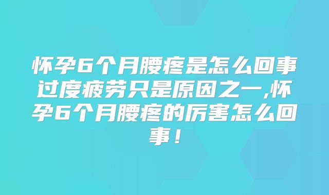 怀孕6个月腰疼是怎么回事过度疲劳只是原因之一,怀孕6个月腰疼的厉害怎么回事！