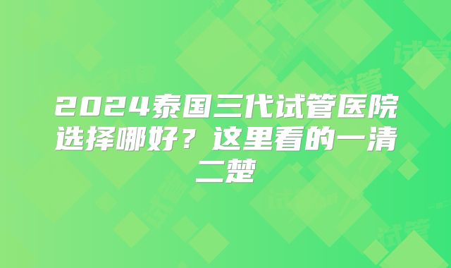 2024泰国三代试管医院选择哪好？这里看的一清二楚