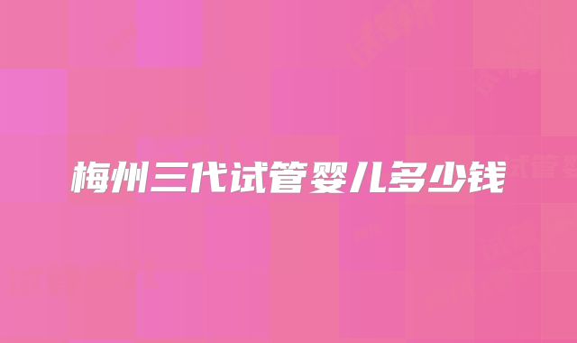 梅州三代试管婴儿多少钱