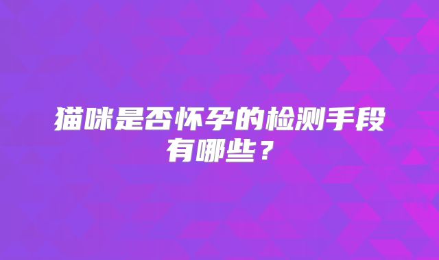 猫咪是否怀孕的检测手段有哪些?