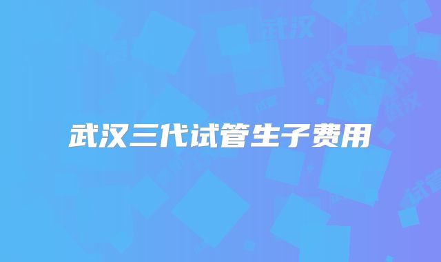 武汉三代试管生子费用