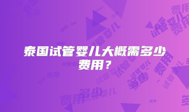 泰国试管婴儿大概需多少费用？