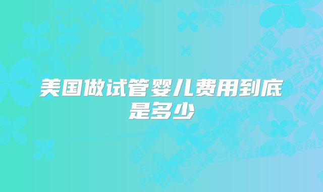 美国做试管婴儿费用到底是多少