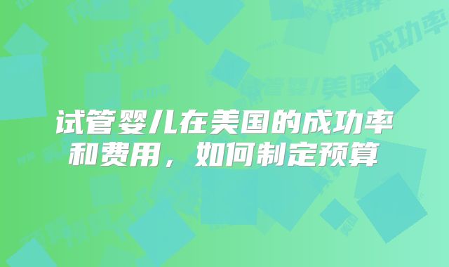 试管婴儿在美国的成功率和费用，如何制定预算