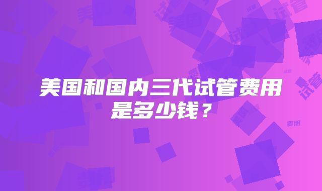 美国和国内三代试管费用是多少钱?