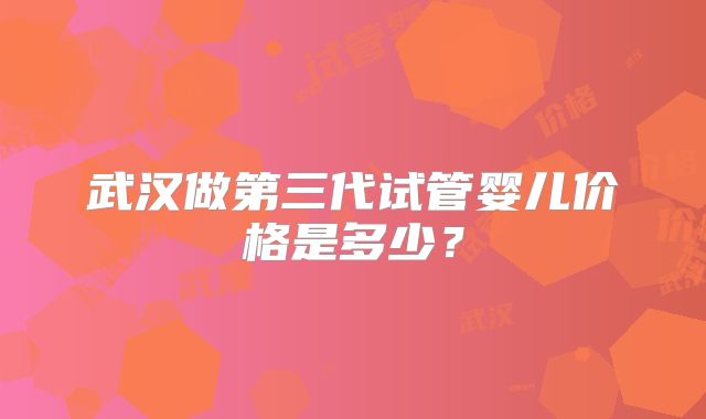 武汉做第三代试管婴儿价格是多少？