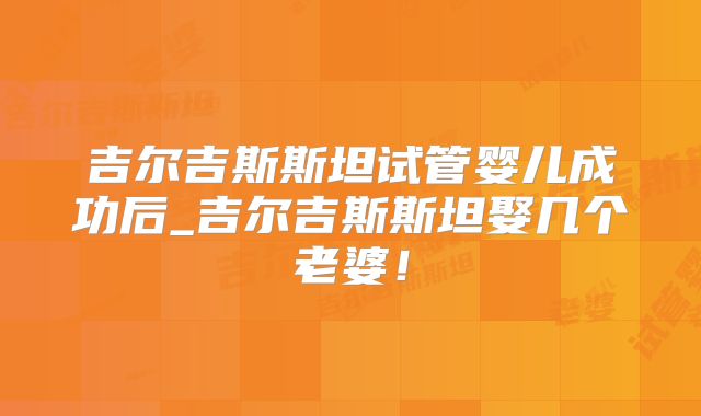 吉尔吉斯斯坦试管婴儿成功后_吉尔吉斯斯坦娶几个老婆！