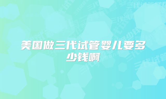 美国做三代试管婴儿要多少钱啊