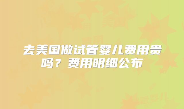 去美国做试管婴儿费用贵吗?费用明细公布