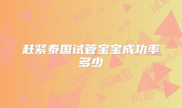 赶紧泰国试管宝宝成功率多少