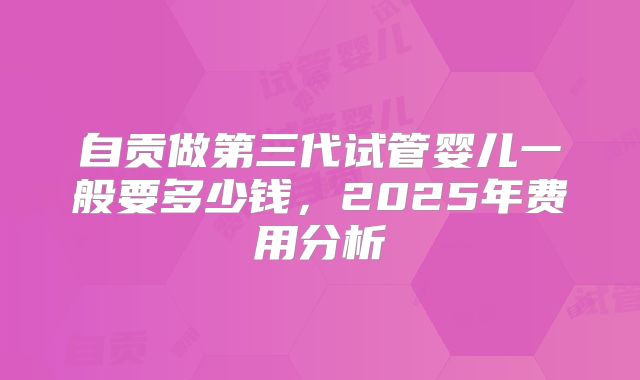 自贡做第三代试管婴儿一般要多少钱，2025年费用分析