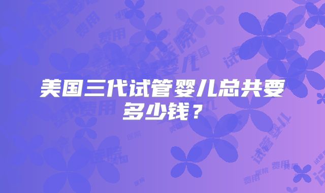 美国三代试管婴儿总共要多少钱?