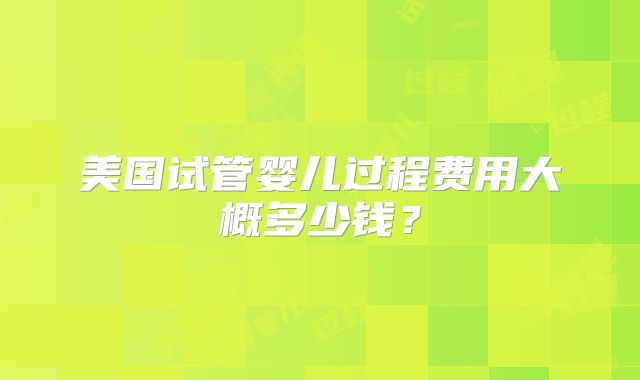 美国试管婴儿过程费用大概多少钱?