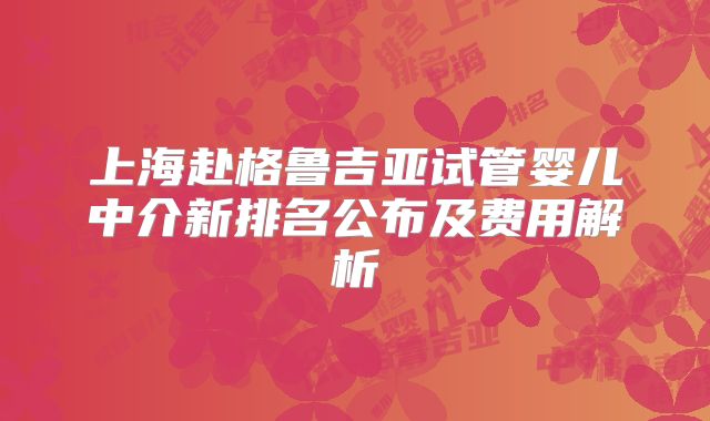 上海赴格鲁吉亚试管婴儿中介新排名公布及费用解析