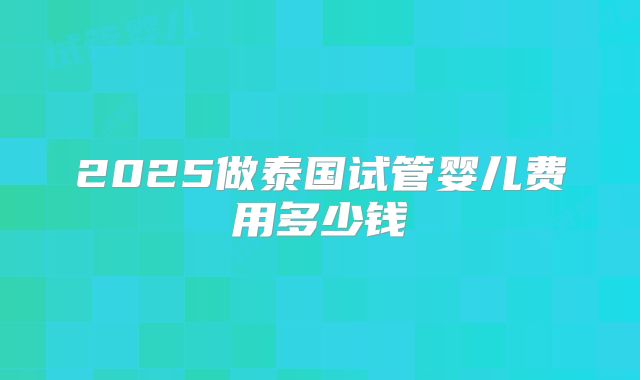 2025做泰国试管婴儿费用多少钱