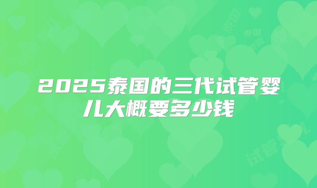 2025泰国的三代试管婴儿大概要多少钱