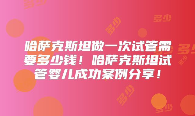 哈萨克斯坦做一次试管需要多少钱！哈萨克斯坦试管婴儿成功案例分享！