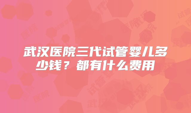 武汉医院三代试管婴儿多少钱？都有什么费用