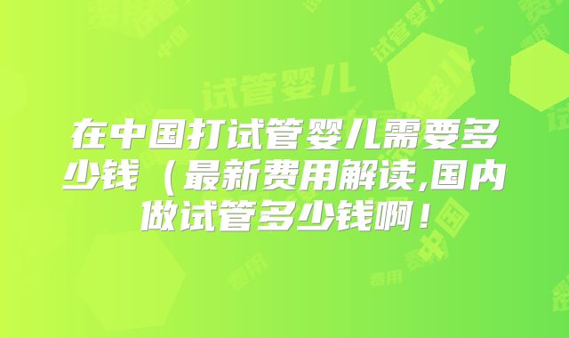 在中国打试管婴儿需要多少钱(最新费用解读,国内做试管多少钱啊!