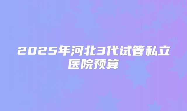 2025年河北3代试管私立医院预算