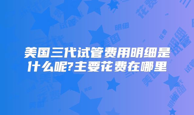 美国三代试管费用明细是什么呢?主要花费在哪里