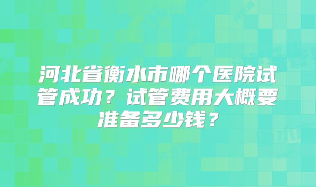 河北省衡水市哪个医院试管成功？试管费用大概要准备多少钱？
