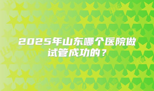 2025年山东哪个医院做试管成功的?