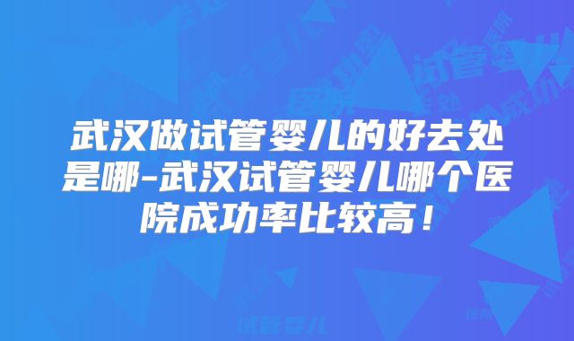 武汉做试管婴儿的好去处是哪-武汉试管婴儿哪个医院成功率比较高!