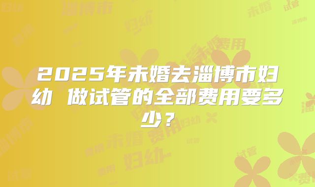 2025年未婚去淄博市妇幼 做试管的全部费用要多少?