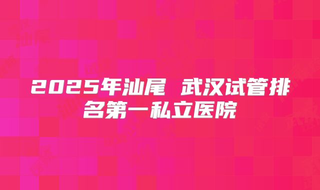 2025年汕尾 武汉试管排名第一私立医院