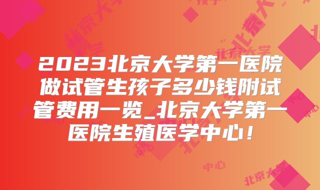 2023北京大学第一医院做试管生孩子多少钱附试管费用一览_北京大学第一医院生殖医学中心!