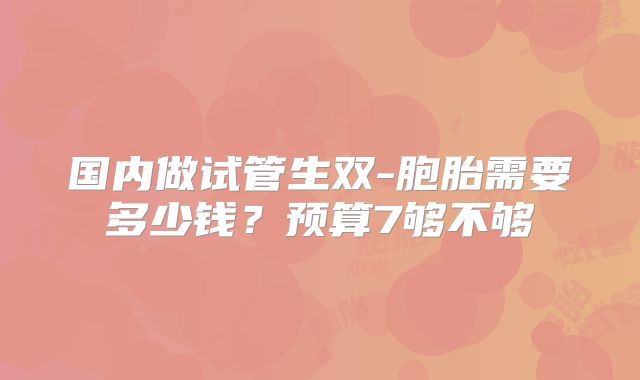 国内做试管生双-胞胎需要多少钱？预算7够不够