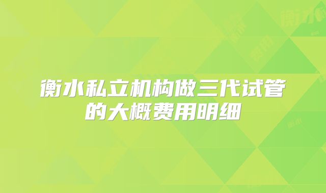 衡水私立机构做三代试管的大概费用明细