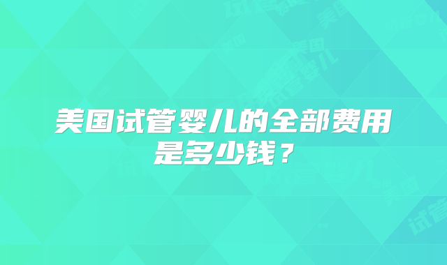 美国试管婴儿的全部费用是多少钱？