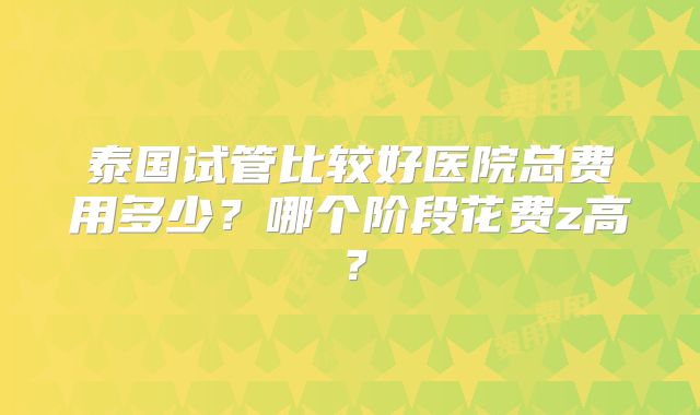 泰国试管比较好医院总费用多少？哪个阶段花费z高？