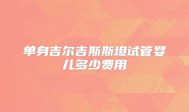 单身吉尔吉斯斯坦试管婴儿多少费用