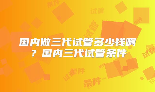 国内做三代试管多少钱啊?国内三代试管条件