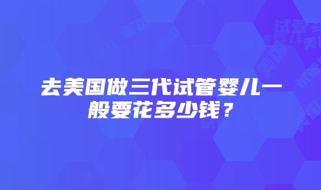 去美国做三代试管婴儿一般要花多少钱?