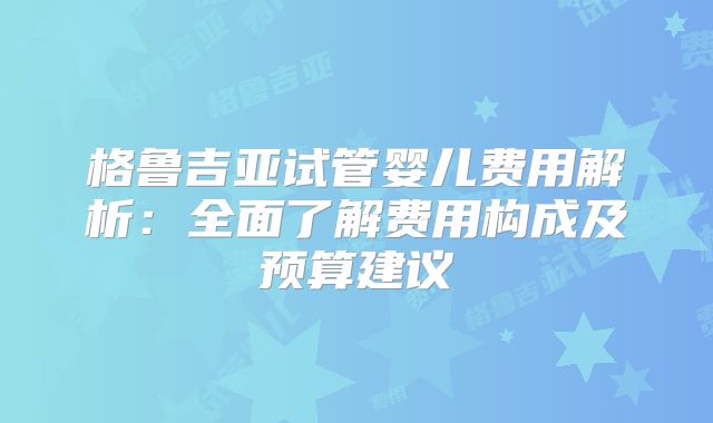 格鲁吉亚试管婴儿费用解析：全面了解费用构成及预算建议