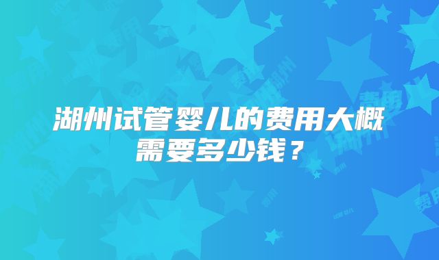 湖州试管婴儿的费用大概需要多少钱？