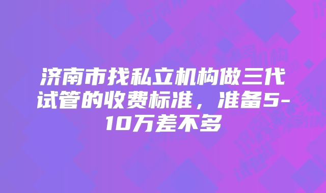 济南市找私立机构做三代试管的收费标准，准备5-10万差不多