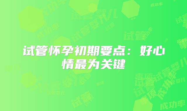 试管怀孕初期要点：好心情最为关键