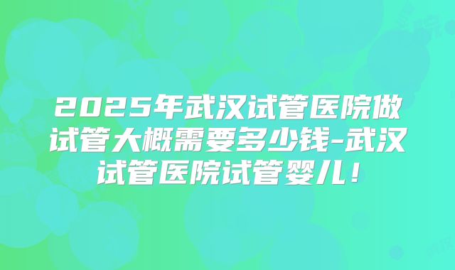 2025年武汉试管医院做试管大概需要多少钱-武汉试管医院试管婴儿！