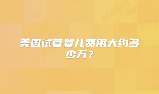 美国试管婴儿费用大约多少万？