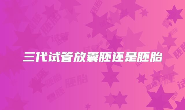 三代试管放囊胚还是胚胎
