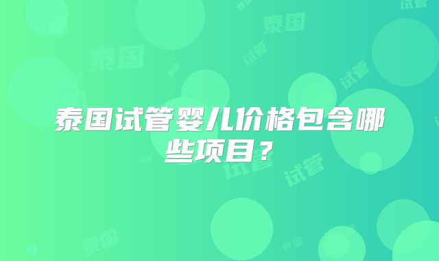 泰国试管婴儿价格包含哪些项目？