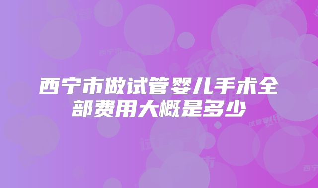 西宁市做试管婴儿手术全部费用大概是多少