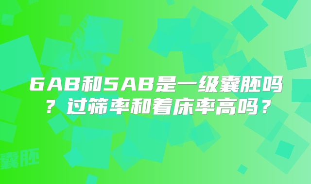 6AB和5AB是一级囊胚吗？过筛率和着床率高吗？