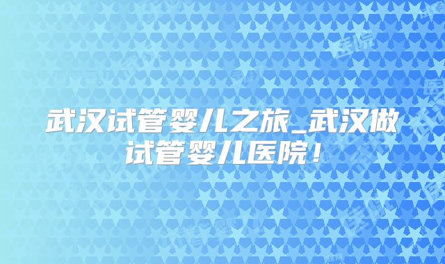 武汉试管婴儿之旅_武汉做试管婴儿医院！