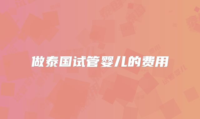 做泰国试管婴儿的费用